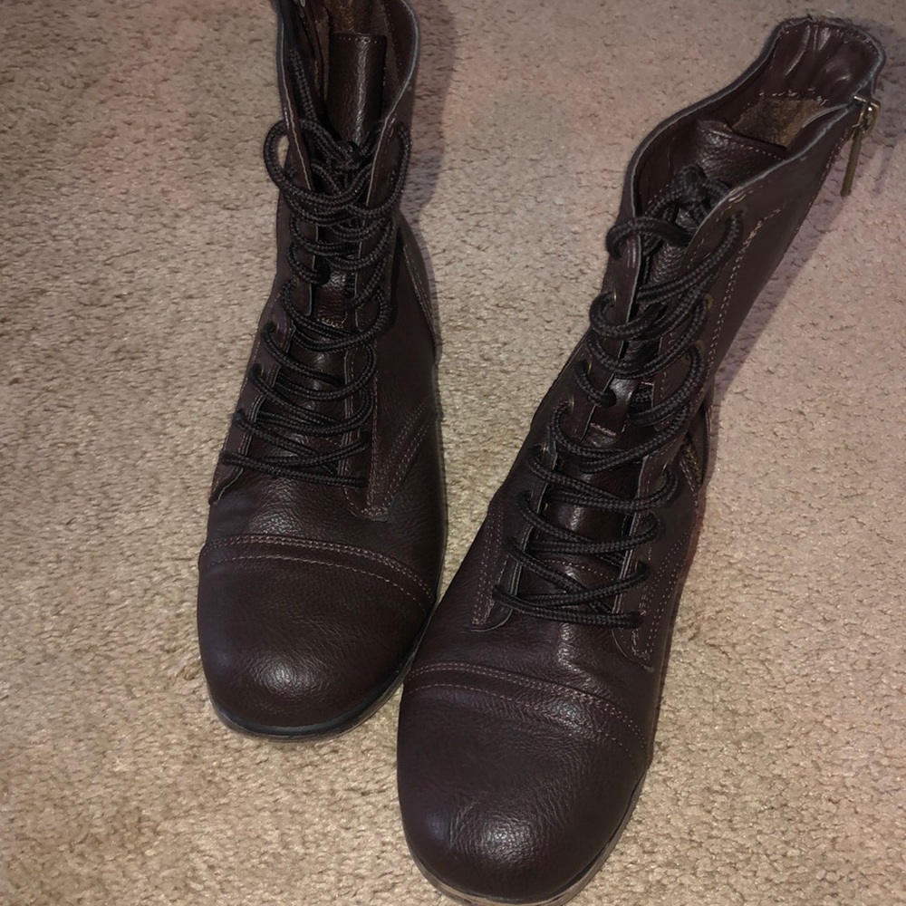 Brown combat boots